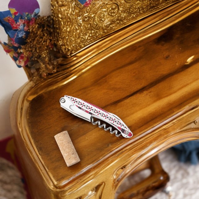 Tire-bouchon Motif tribal rouge et noir (Corkscrew Bottle Opener)