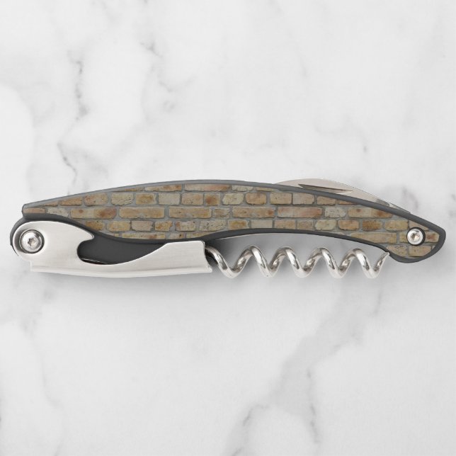 Tire-bouchon Mur de briques marron Un design original  (Devant)