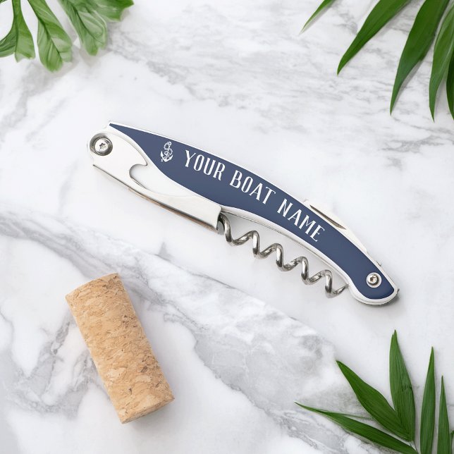 Tire-bouchon Nautical Navy Rustic Ancre Nom du bateau (Créateur téléchargé)