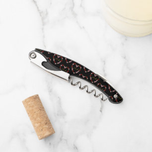Tire-bouchon noir avec un cœur rose et rouge