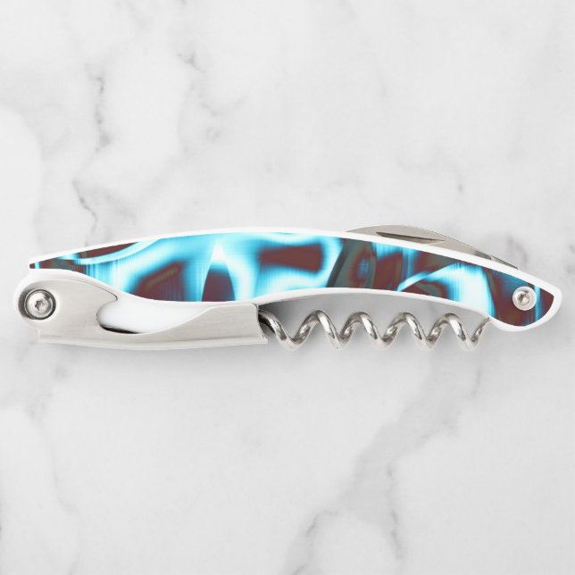 Tire-bouchon Nuances de cyan clair sur bandes abstraites rouge  (Devant)