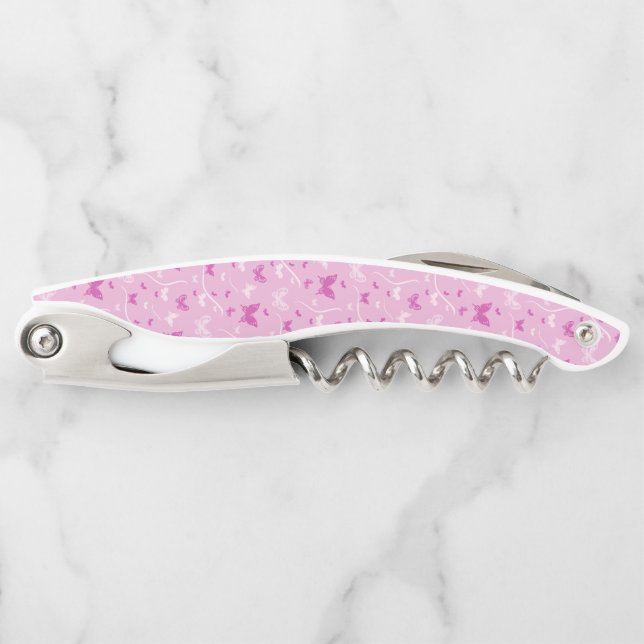 Tire-bouchon Papillon rose Coeur d'amour (Devant)