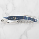 Tire-bouchon Parties scintillant d'or bleu marine moderne Agate<br><div class="desc">Glam Moderne Marine Parties scintillant d'or bleu étincelant Agate Géode Élégante Feminine Monogramme Nom du script Ouverture de bouteille</div>