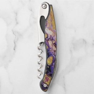 Tire-bouchon Peinture abstraite violette et or