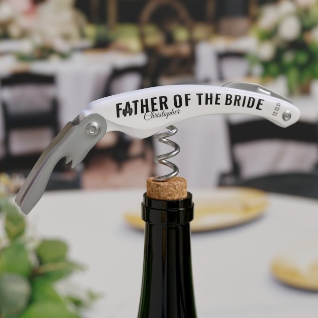 Tire-bouchon Père de la mariée Mariage Parent Cadeau Corkvis (Thank the Father of the Bride with his very own corkscrew. Just add his name & your wedding date)