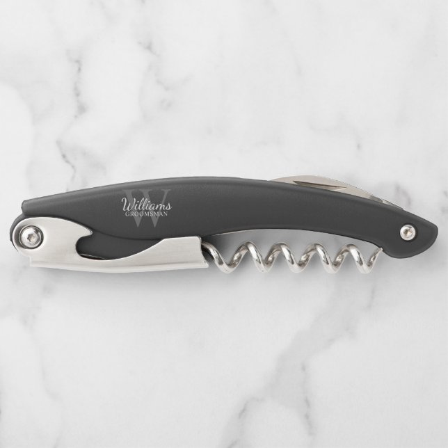 Tire-bouchon Personalized Groomsman's Monogram and Name (Devant)