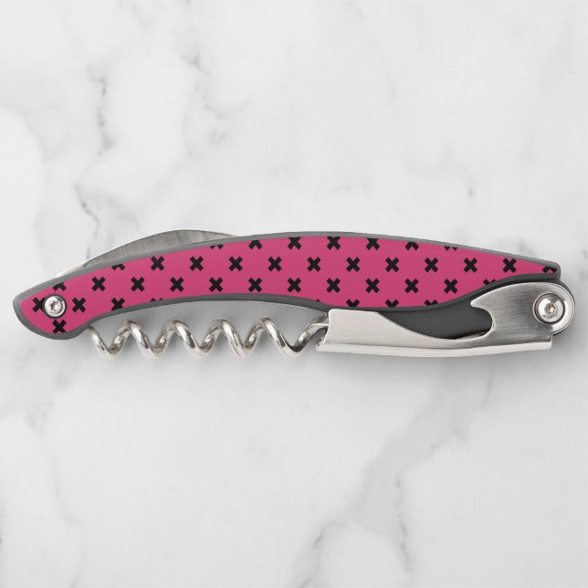 Tire-bouchon Piqûres de croix noire sur fuchsia (Dos)