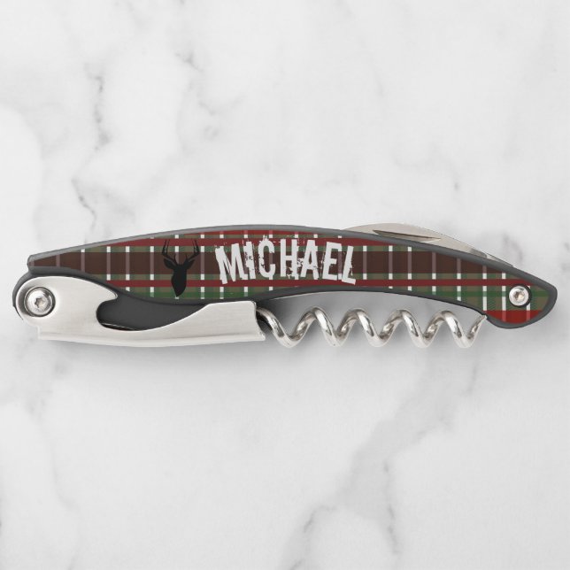 Tire-bouchon Plaid Noël Cerf Chasseur Stocking Stuffer (Devant)