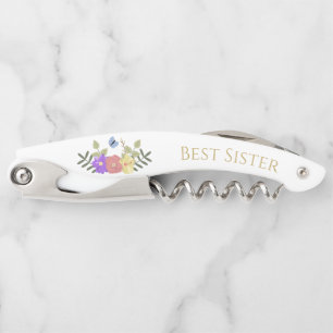Tire-bouchon Plutôt Élégant Floral Personnalisé Best Soeur