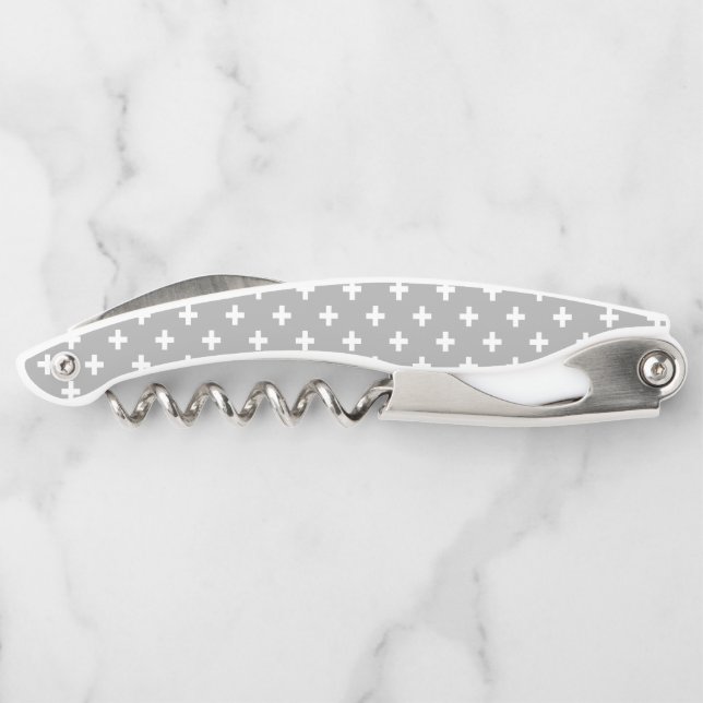 Tire-bouchon Polka blanche croise sur gris (Dos)