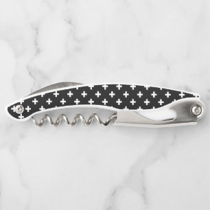 Tire-bouchon Polka blanche croise sur noir