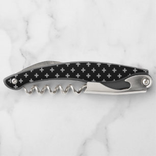 Tire-bouchon Polka gris croise sur noir