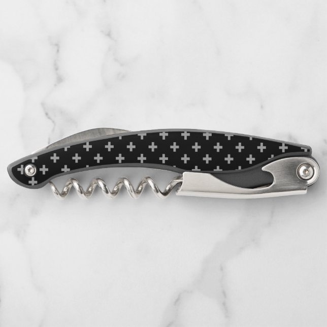 Tire-bouchon Polka gris croise sur noir (Dos)
