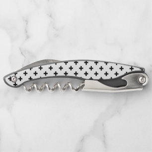 Tire-bouchon Polka noire croise sur blanc