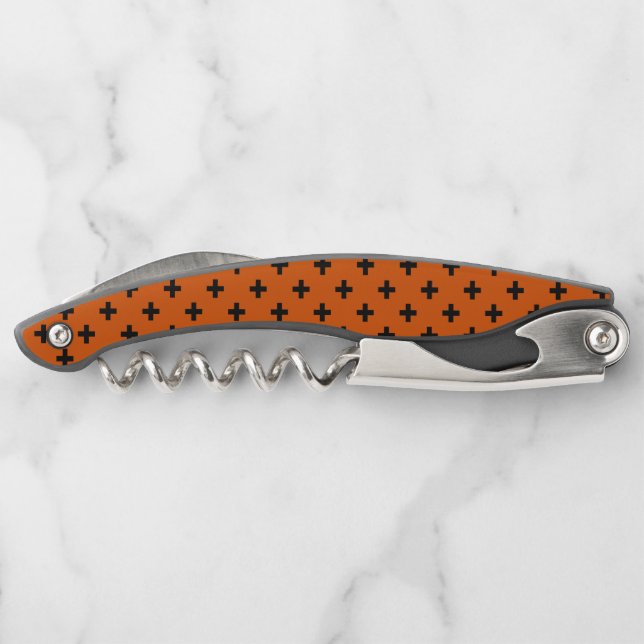 Tire-bouchon Polka noire croise sur orange (Dos)