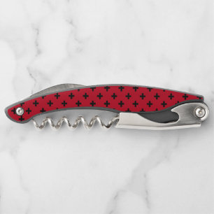 Tire-bouchon Polka noire croise sur rouge