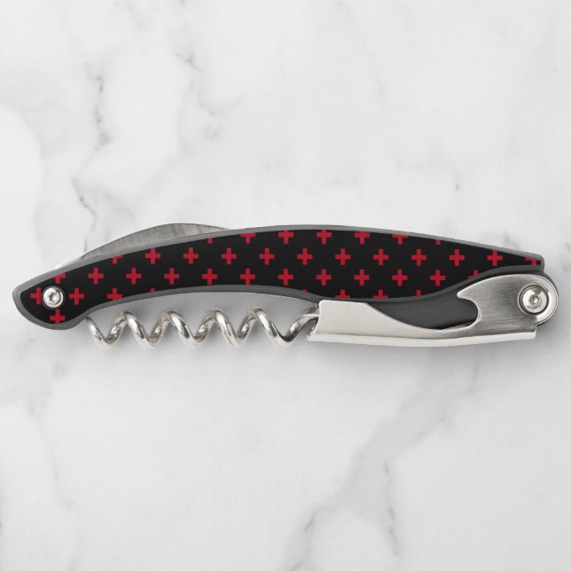 Tire-bouchon Polka rouge croise sur noir (Dos)