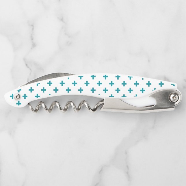 Tire-bouchon Polka turquoise croise sur blanc (Dos)