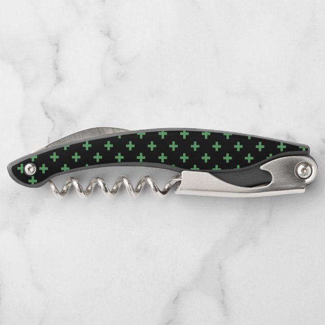 Tire-bouchon Polka verte croise sur noir (Dos)