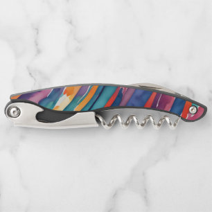 Tire-bouchon Rayures Aquarelle Orange, Rose Bleu Vert Violet