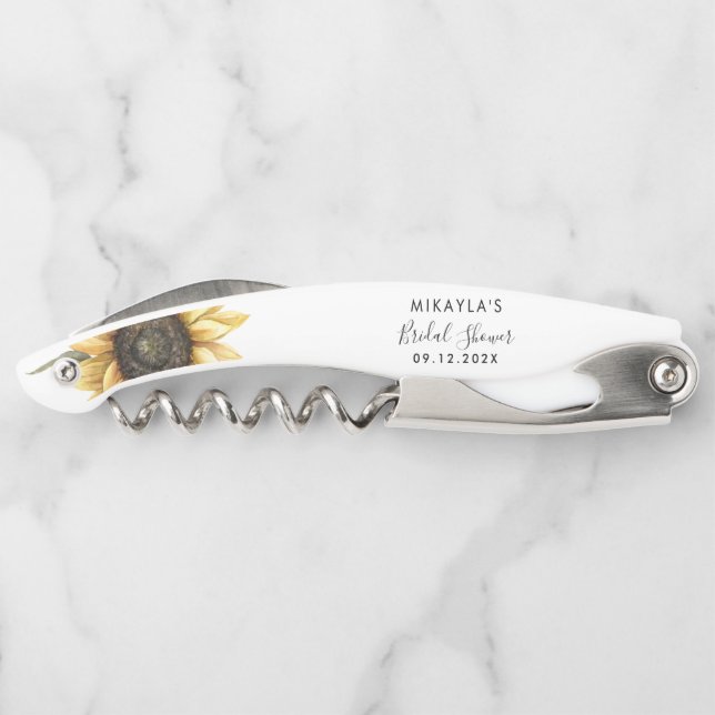 Tire-bouchon Remerciement pour Baby Shower Mariage Tournesol Eu (Dos)