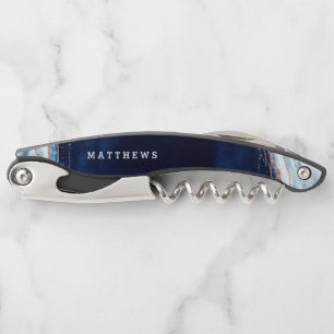 Tire-bouchon Rose bleu Sapphire Gold Geode Mariage Monogram