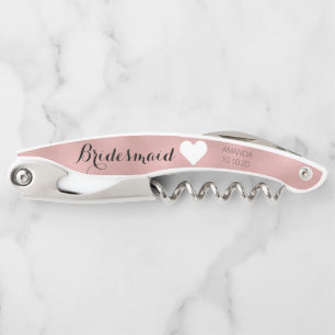 Tire-bouchon Rose Gold Bridal Party Girly Bridesmaid Heart Date