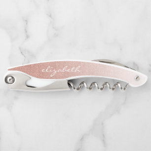 Tire-bouchon Rose Gold Faux Paillettes Ombré Écriture Personnal