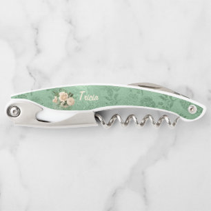 Tire-bouchon Roses de crème sur vert Seriez-vous ma servante d'
