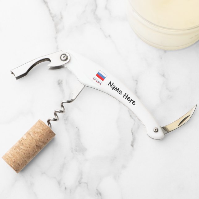 Tire-bouchon Russie Drapeau Russe Noir Personnalisation  (Devant)