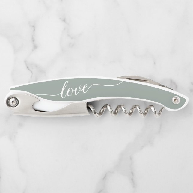 Tire-bouchon Sage Green Amour Merci Mariage Faveur (Devant)