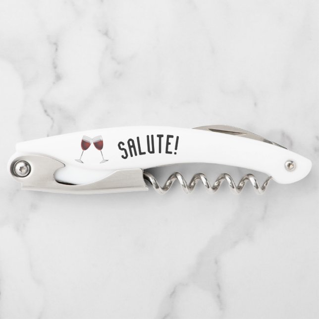 Tire-bouchon Salut ! avec Lunettes de vin (Devant)