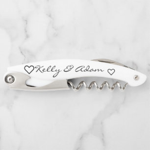 Tire-bouchon Script noir blanc de Mariage Couple