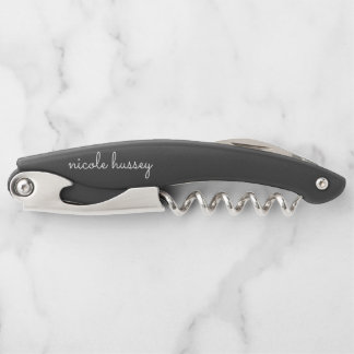 Tire-bouchon Script noir | Monogramme élégant minimaliste moder