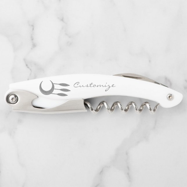 Tire-bouchon Silver Crescent Moon Feathers (Devant)