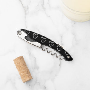 Tire-bouchon Sommelier en noir et blanc coeur