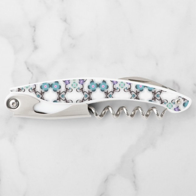 Tire-bouchon Superbe motif de dentelle de fleurs bleu violet  (Devant)