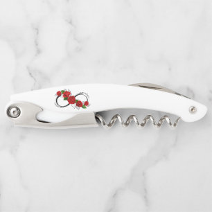 Tire-bouchon Symbole d'infini avec les roses rouges