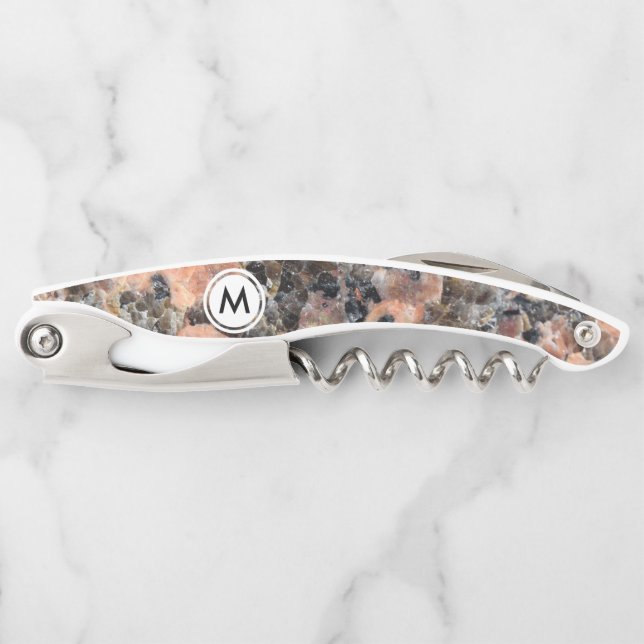 Tire-bouchon Texture granite rose avec Monogramme (Devant)