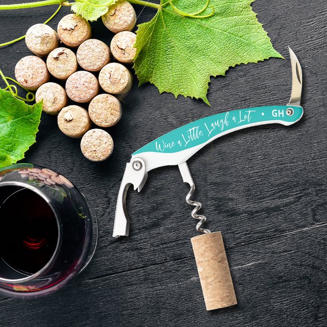 Tire-bouchon Vins un peu rire beaucoup (Personalized Corkscrew with your initials on the end - great gift idea!)