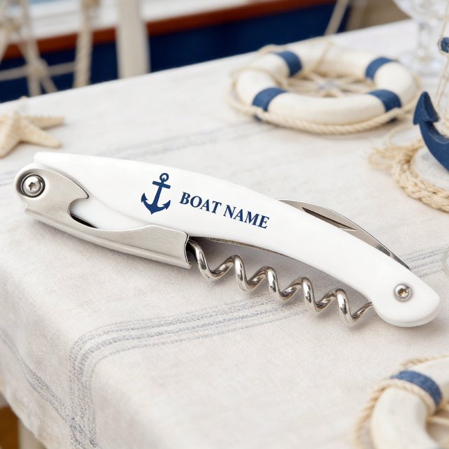 Tire-bouchon Votre nom de bateau Ancre en blanc (Créateur téléchargé)