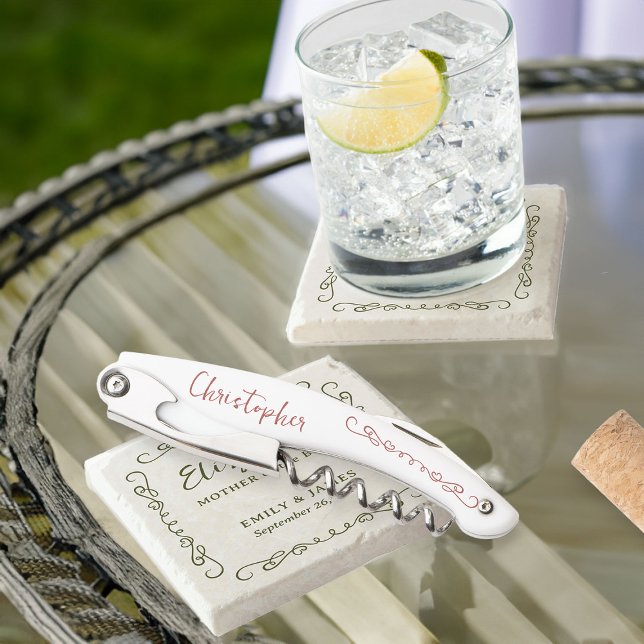 Tire-bouchon Whimsical Tourbillonnant Doodle N'importe quelle f (Corkscrew bar gift - customize to any color and for anyone in your wedding party)