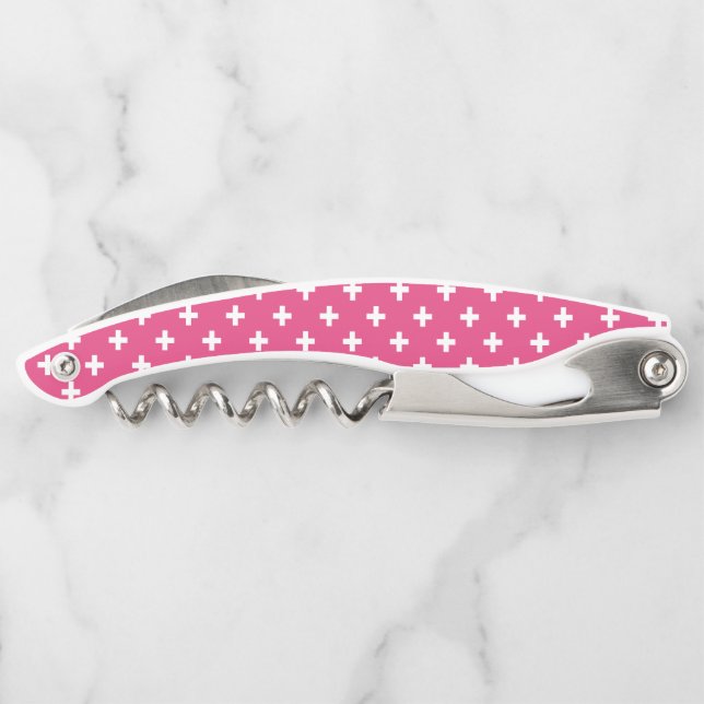 Tire-bouchon White polka crosses on fuchsia (Dos)