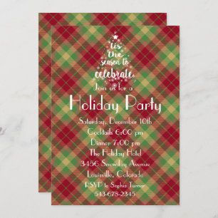 'Tis the Season Green Plaid Fête Invitation