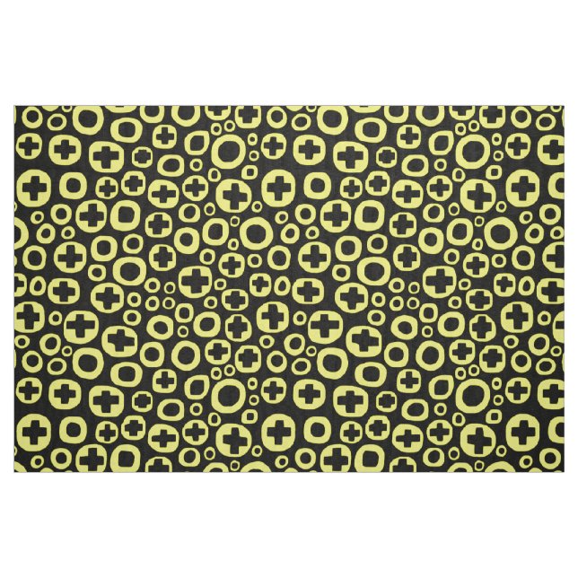 Tissu 050215 - Jaune sur noir (Fat Quarter)