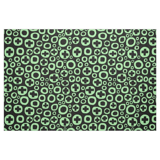 Tissu 050215 - Vert menthe sur noir (Fat Quarter)
