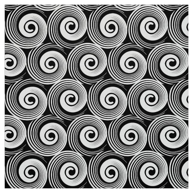 Tissu 140216 spirales - blanc sur le noir (Échantillon)