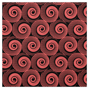 Tissu 140216 Spirales - rose tropicale sur noir