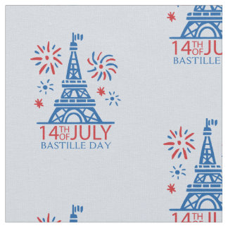 Tissu 14 juillet Fête de la Bastille en bleu