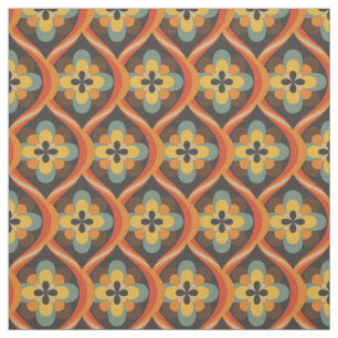 Tissu 1960 Retro Super Orange Brown Gold